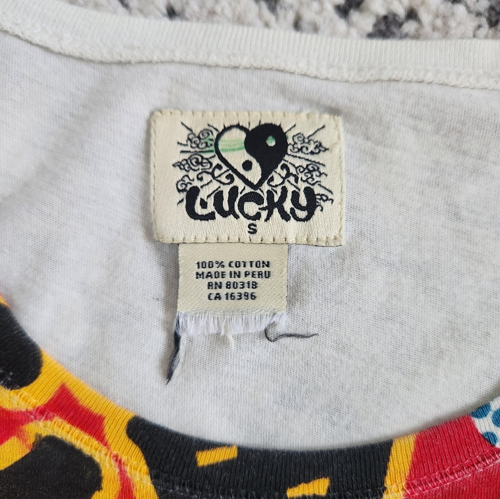 Rare Vintage Lucky Brand T Shirt Japanese Cat 90s Y2K Asian Maneki-Neko Animae S - Picture 8 of 14